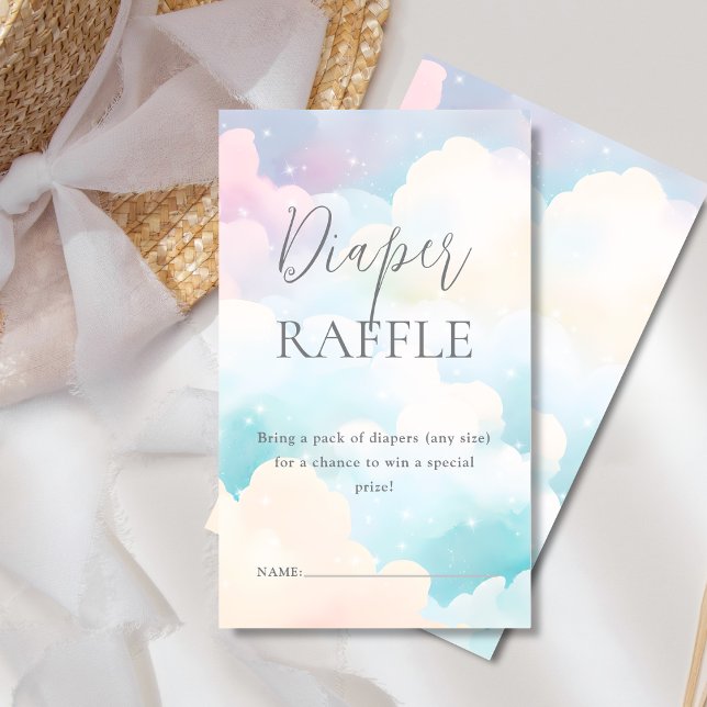 Tarjeta De Recepción Diaper Raffle | Pastel Cloud Nine Baby Shower (Subido por el creador)