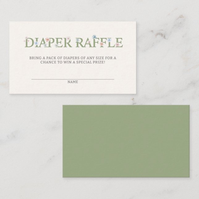 Tarjeta De Recepción Diaper Raffle Pastel Floral Azul rosa (Anverso / Reverso)