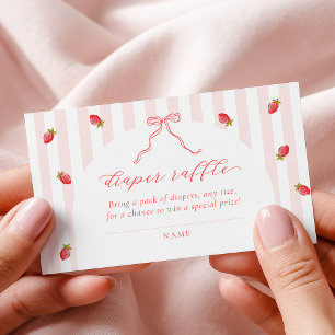 Tarjeta De Recepción Diaper Raffle Pastel Franjas Berry Baby Shower