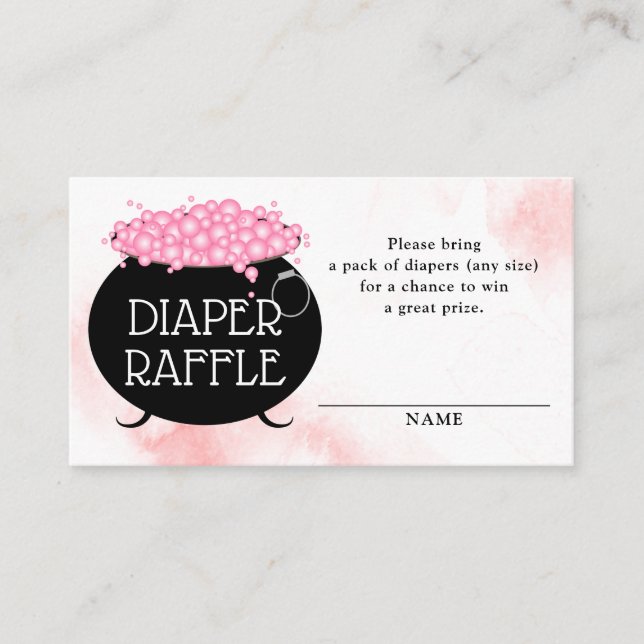 Tarjeta De Recepción Diaper Raffle Pink Brew Halloween Baby Shower (Anverso)