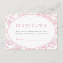 Diaper Raffle Pink Chinoiserie Toile Baby Shower
