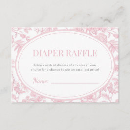 Tarjeta De Recepción Diaper Raffle Pink Chinoiserie Toile Baby Shower