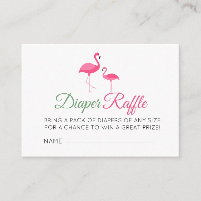 Tarjeta De Recepción Diaper Raffle Pink Flamingo Baby Shower (Anverso)