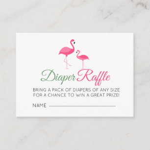 Tarjeta De Recepción Diaper Raffle Pink Flamingo Baby Shower