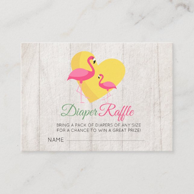 Tarjeta De Recepción Diaper Raffle Pink Flamingo Baby Shower (Anverso)