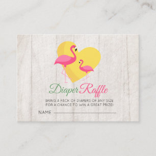 Tarjeta De Recepción Diaper Raffle Pink Flamingo Baby Shower