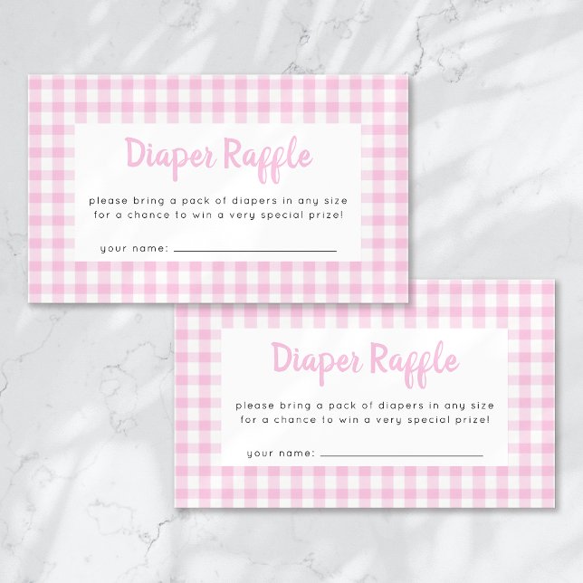 Tarjeta De Recepción Diaper Raffle Pink Gingham Baby Shower (Subido por el creador)