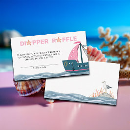 Tarjeta De Recepción Diaper Raffle Pink Nautical Baby Shower
