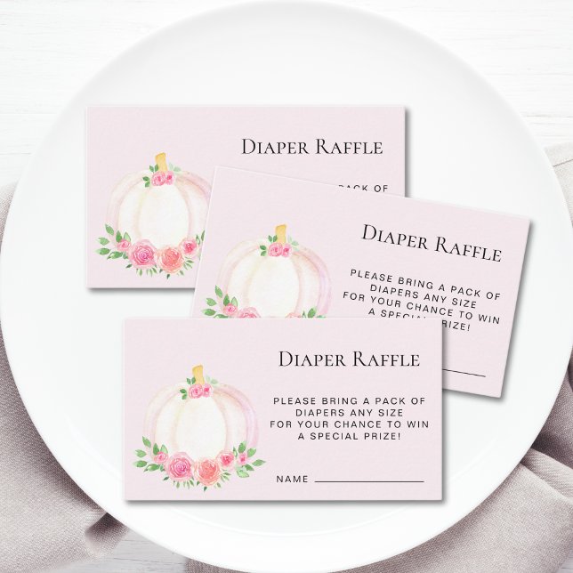 Tarjeta De Recepción Diaper Raffle Pink Pumpkin Baby Shower (Subido por el creador)