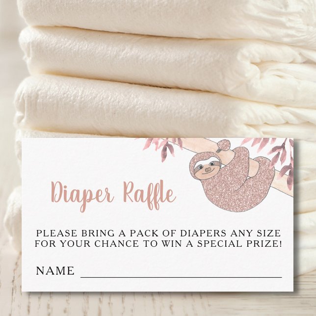 Tarjeta De Recepción Diaper Raffle Pink Sloth Baby Shower (Subido por el creador)