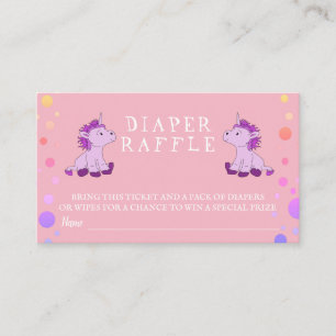 Tarjeta De Recepción Diaper Raffle Pink Unicorn Twins Chica Baby Shower