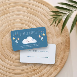 Tarjeta De Recepción Diaper Raffle Poem Cloud y Stars Boy Baby Shower