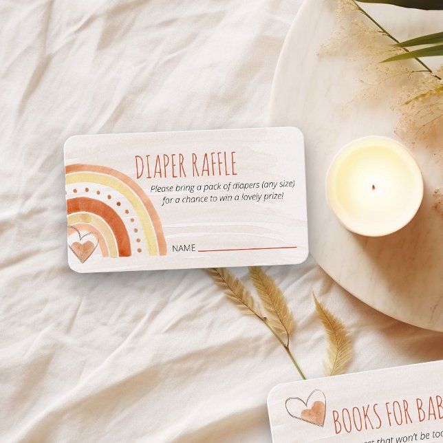 Tarjeta De Recepción Diaper Raffle poema Arcoiris Neutral Baby Shower (Diaper Raffle ticket insert card with neutral color rainbow)