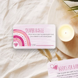 Tarjeta De Recepción Diaper Raffle poema Arcoiris rosa Baby Shower