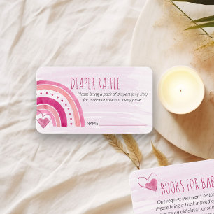 Tarjeta De Recepción Diaper Raffle poema Arcoiris rosa Baby Shower
