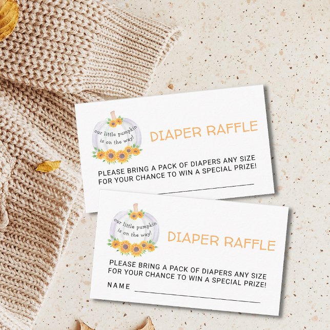 Tarjeta De Recepción Diaper Raffle Pumpkin Baby Shower (Subido por el creador)