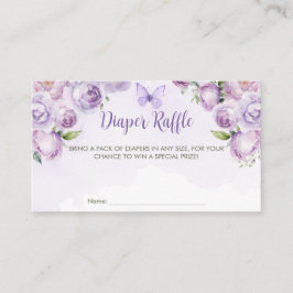 Tarjeta De Recepción Diaper Raffle Purple Floral Butterfly Baby Shower