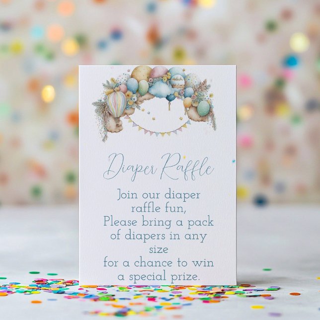 Tarjeta De Recepción Diaper Raffle rainbow Air Balloon Baby Shower (Subido por el creador)
