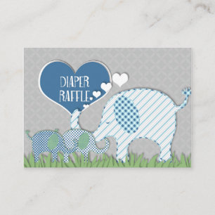 Tarjeta De Recepción Diaper Raffle Registry Elephant Twins Baby Shower