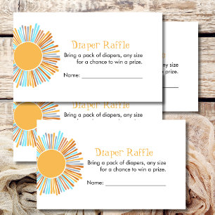 Tarjeta De Recepción Diaper Raffle Retro Boho Sun Juego de Baby Shower