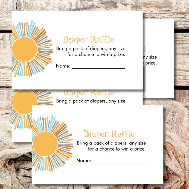 Tarjeta De Recepción Diaper Raffle Retro Boho Sun Juego de Baby Shower (Subido por el creador)