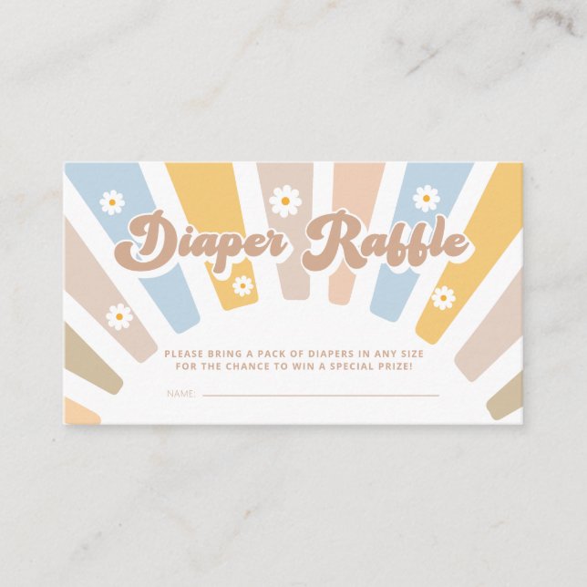 Tarjeta De Recepción Diaper Raffle Retro Groovy Baby Shower rosa (Anverso)