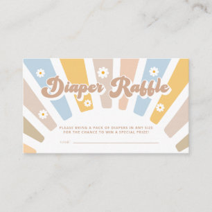 Tarjeta De Recepción Diaper Raffle Retro Groovy Baby Shower rosa