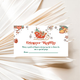 Tarjeta De Recepción Diaper Raffle Retro Navidades Fiesta de Baby Showe