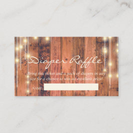 Tarjeta De Recepción Diaper Raffle Rustic Wood String Lights