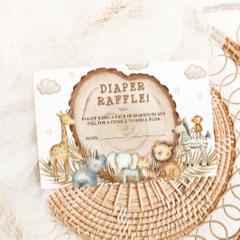 Tarjeta De Recepción Diaper Raffle Safari Animales Rústico Baby Shower