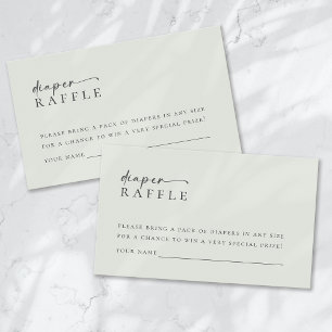 Tarjeta De Recepción Diaper Raffle Sage Green Baby Shower Minimalista
