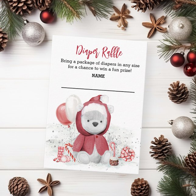 Tarjeta De Recepción Diaper Raffle Santa Baby Polar Teddy Bear (Subido por el creador)