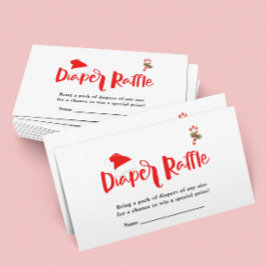 Tarjeta De Recepción Diaper Raffle Santa Navidades Winter Baby Shower