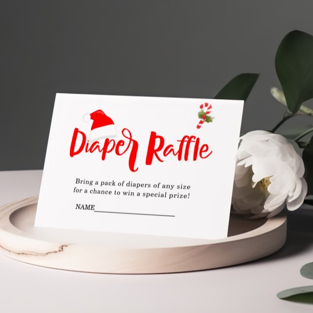 Tarjeta De Recepción Diaper Raffle Santa Navidades Winter Baby Shower (Subido por el creador)