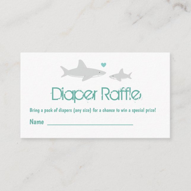 Tarjeta De Recepción Diaper Raffle Shark Green Baby Shower (Anverso)
