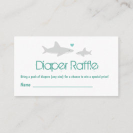 Tarjeta De Recepción Diaper Raffle Shark Green Baby Shower