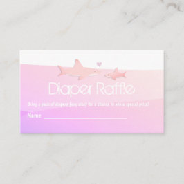 Tarjeta De Recepción Diaper Raffle Shark Pink Ocean Baby Shower