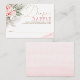 Tarjeta De Recepción Diaper Raffle Soft Pink Floral Baby Shower Ticket