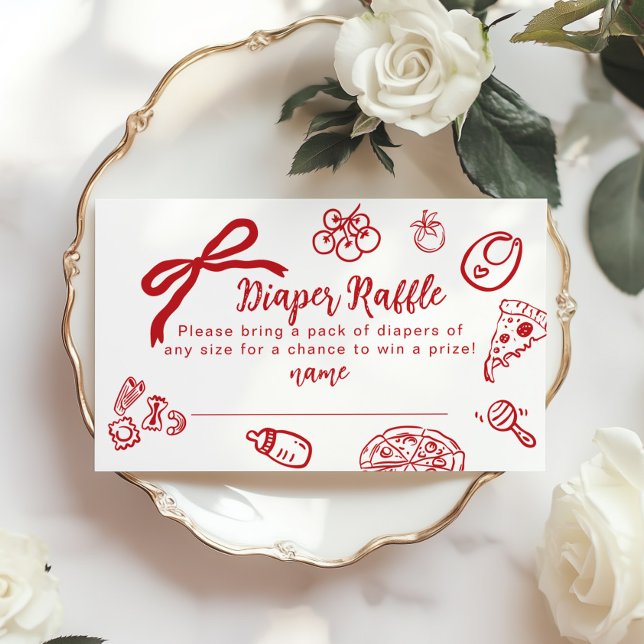 Tarjeta De Recepción Diaper raffle Special Delivery Hand drawn Bow (Subido por el creador)