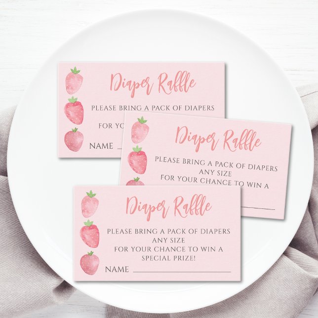 Tarjeta De Recepción Diaper Raffle Strawberry Baby Shower (Subido por el creador)