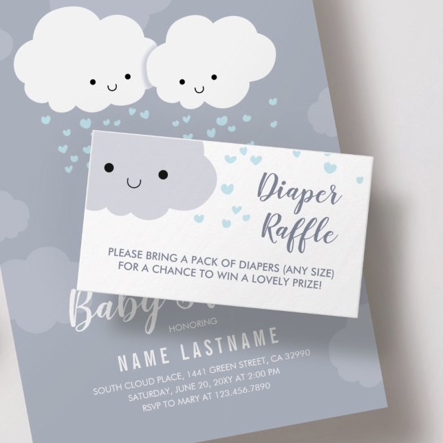 Tarjeta De Recepción Diaper Raffle Stylish Clouds Baby Shower (Subido por el creador)