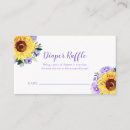 Tarjeta De Recepción Diaper Raffle Sunflower Purple Floral Baby Shower