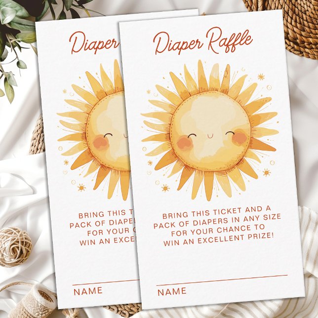Tarjeta De Recepción Diaper Raffle Sunshine Boho Cute Sun Baby Shower (Subido por el creador)