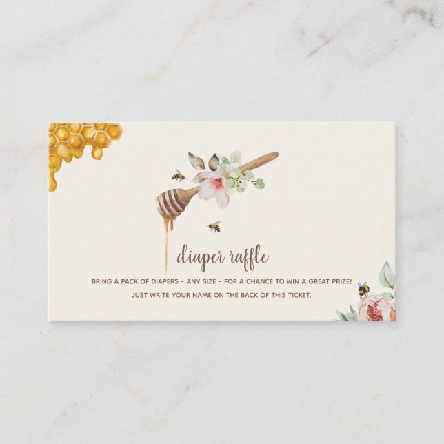 Tarjeta De Recepción Diaper Raffle Sweet As Bee Honey Wand Baby (Anverso)