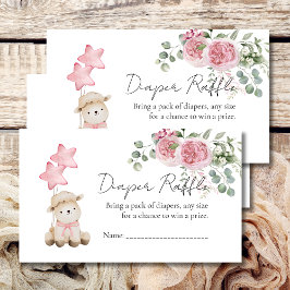 Tarjeta De Recepción Diaper Raffle Sweet Little Lamb Rosa Roses Flor