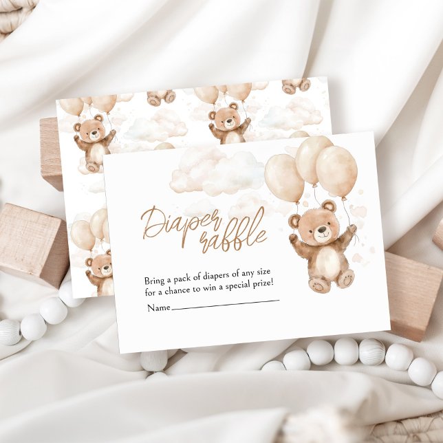 Tarjeta De Recepción Diaper Raffle Teddy Bear Baby Shower (Subido por el creador)