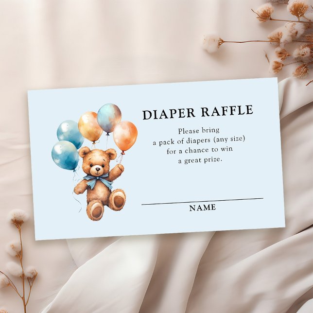 Tarjeta De Recepción Diaper Raffle Teddy Bear Boy Baby Shower azul (Subido por el creador)