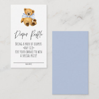 Tarjeta De Recepción Diaper Raffle Teddy Bear Boy Gabinete Baby Shower