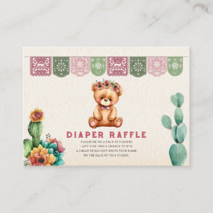Tarjeta De Recepción Diaper Raffle Teddy Bear Chica Baby Shower Fiesta