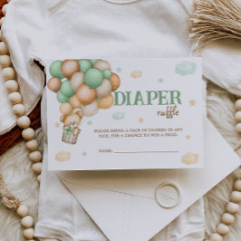 Tarjeta De Recepción Diaper Raffle Teddy Bear Globo de aire caliente ve